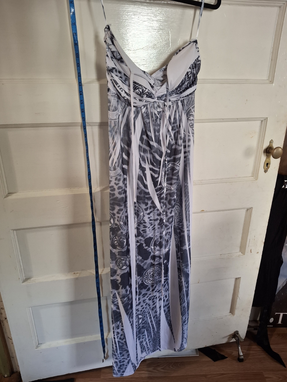 Chesley Black White Print Maxi Dress Size Small (CFD013)